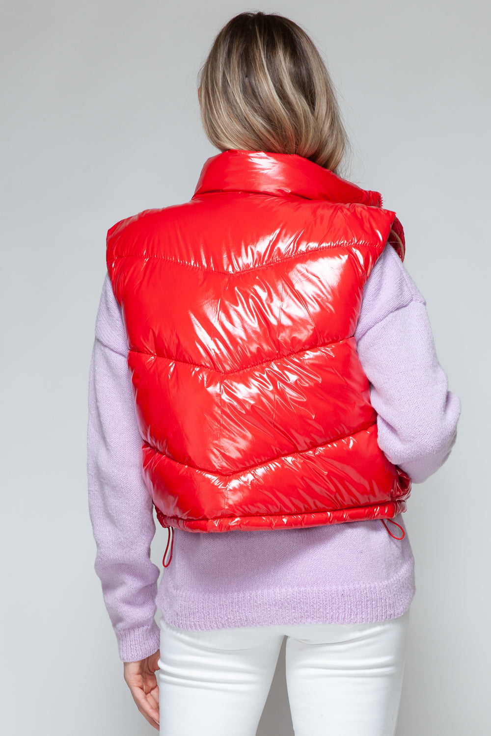 Snobbish Zip-Up Shiny Quilted Vest