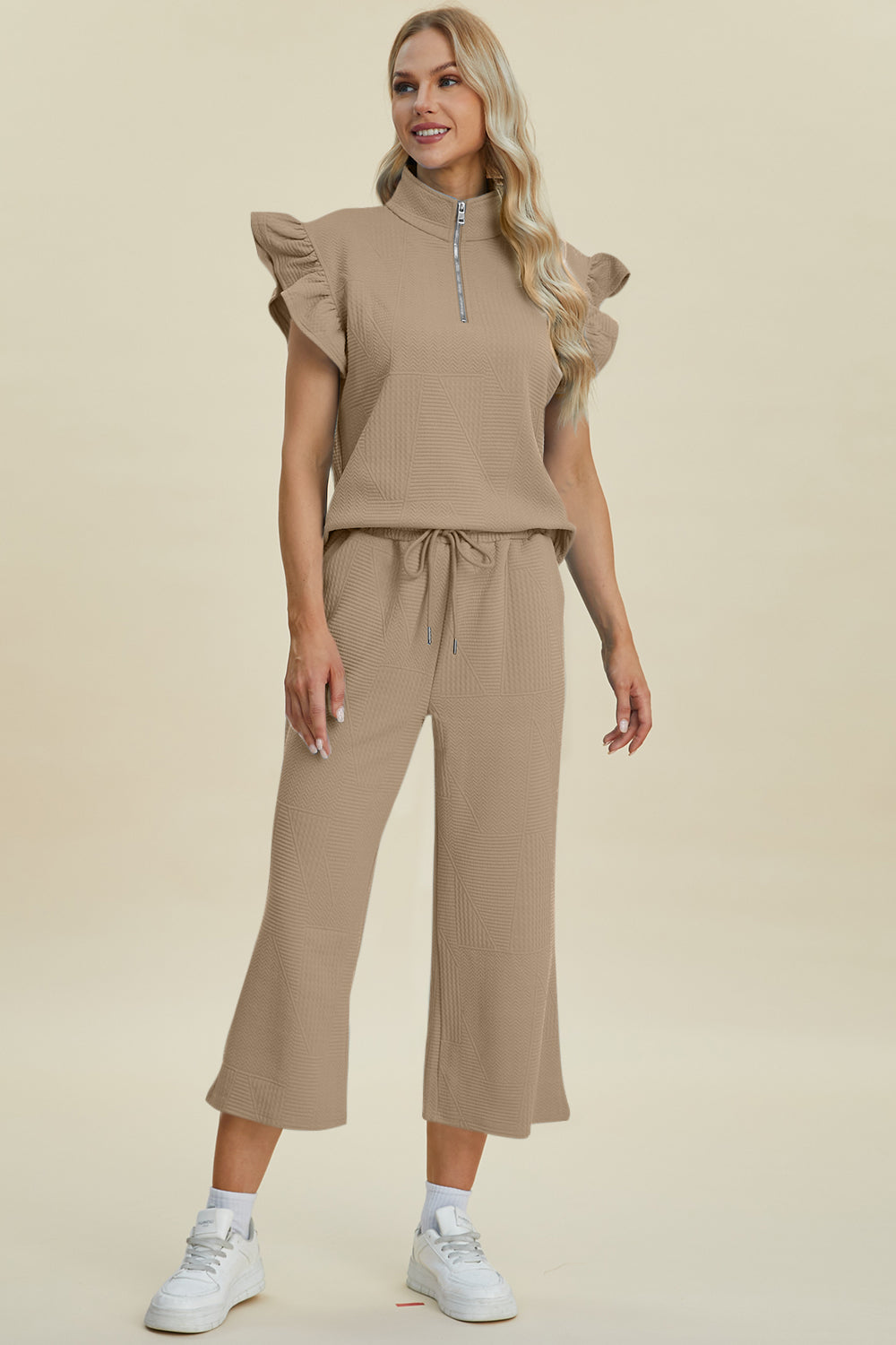 Azaria Ruffle Short Sleeve Top & Wide Leg Pants Set | Multiple Colors