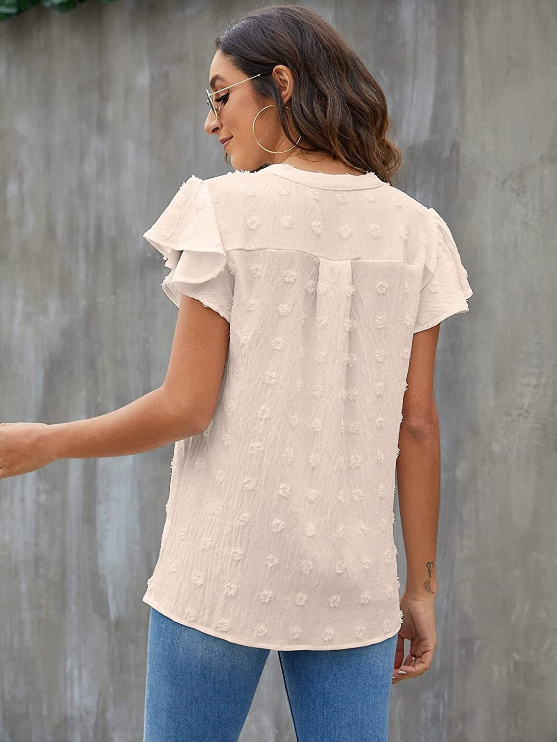 Kimberly Swiss Dot Flutter Sleeve Blouse | Multiple Colors