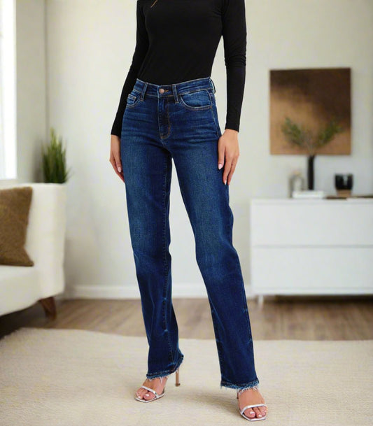 Lennon Raw Hem Straight Leg Jeans | Judy Blue