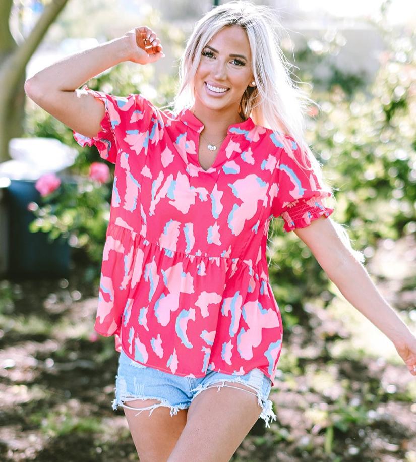 Hot Pink Peplum Blouse