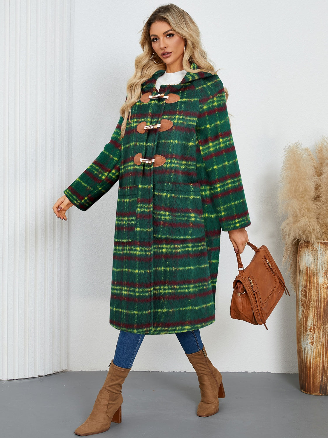 Ana Plaid Hooded Coat