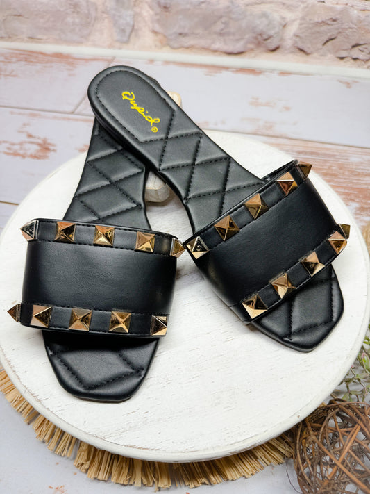 Sutton Studded Sandals | Black