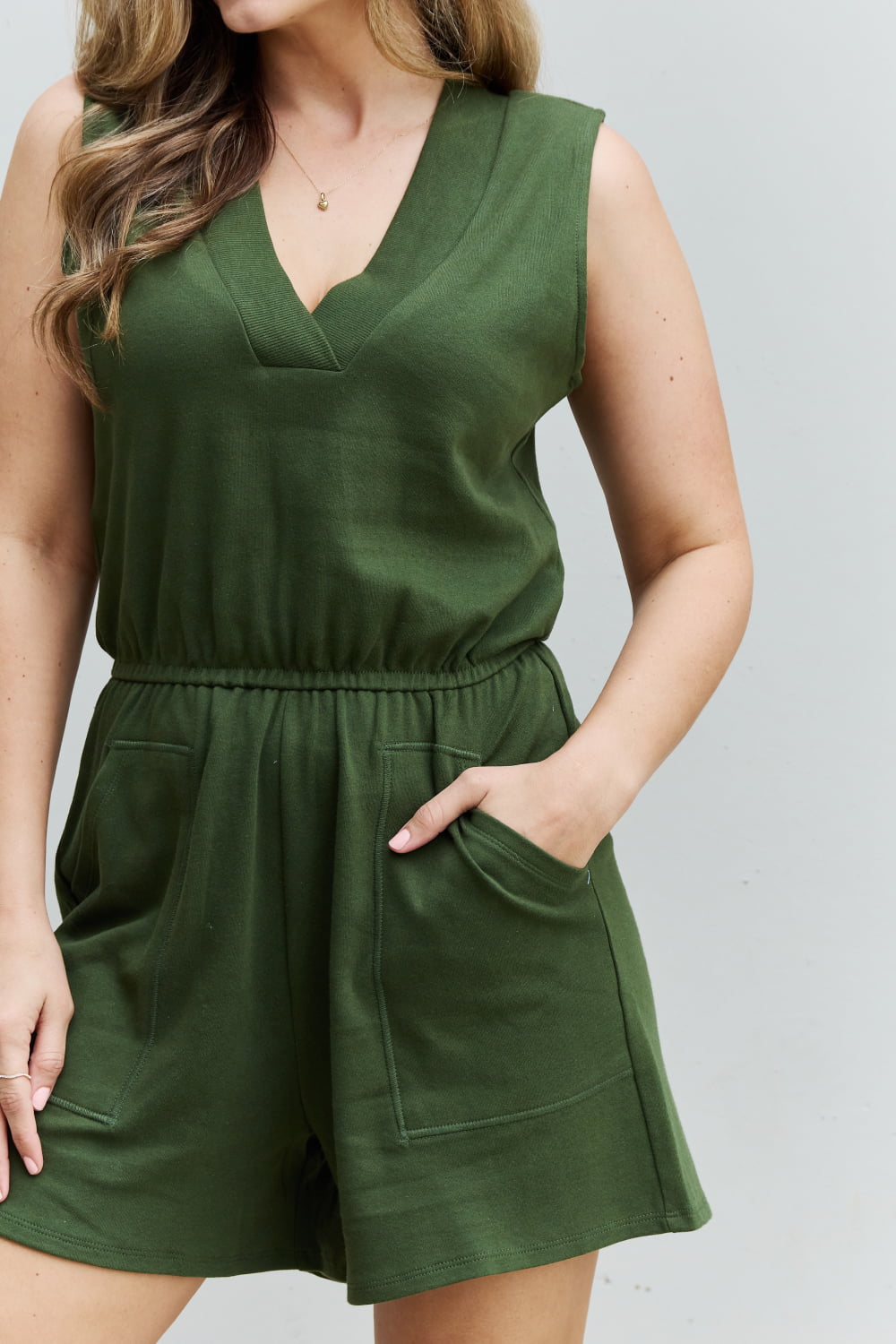 Forever Yours Sleeveless Romper | Army Green
