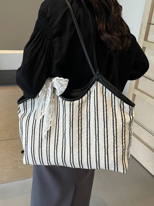 Pippa Striped Canvas Tote Bag