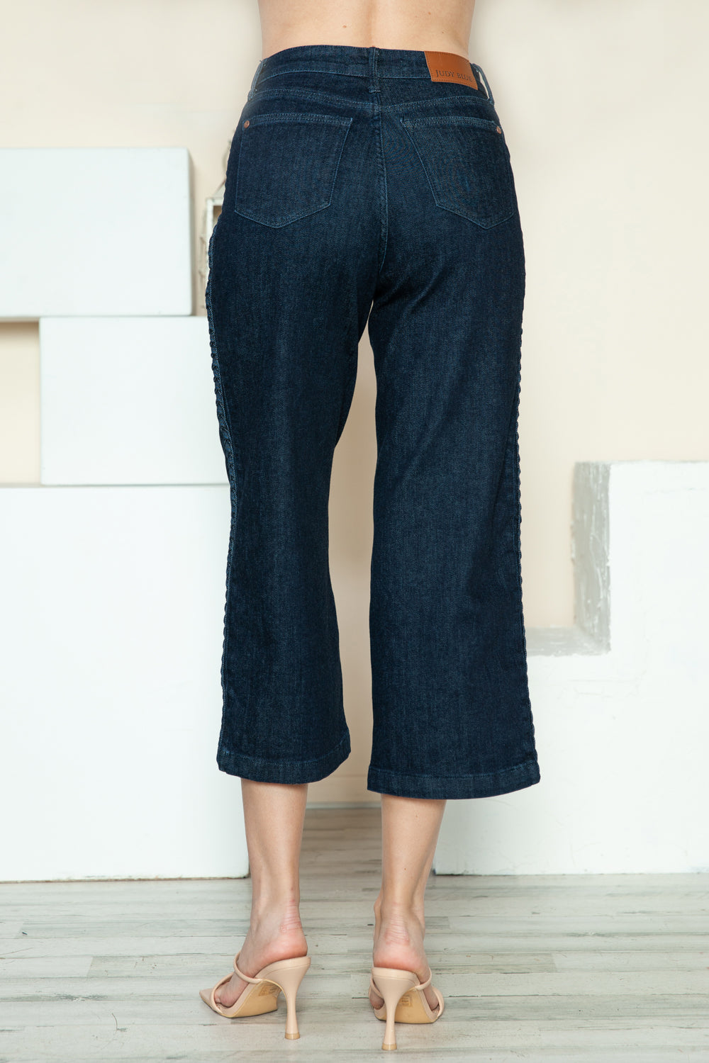 Amira Braided Cropped Wide Leg Jeans | Judy Blue