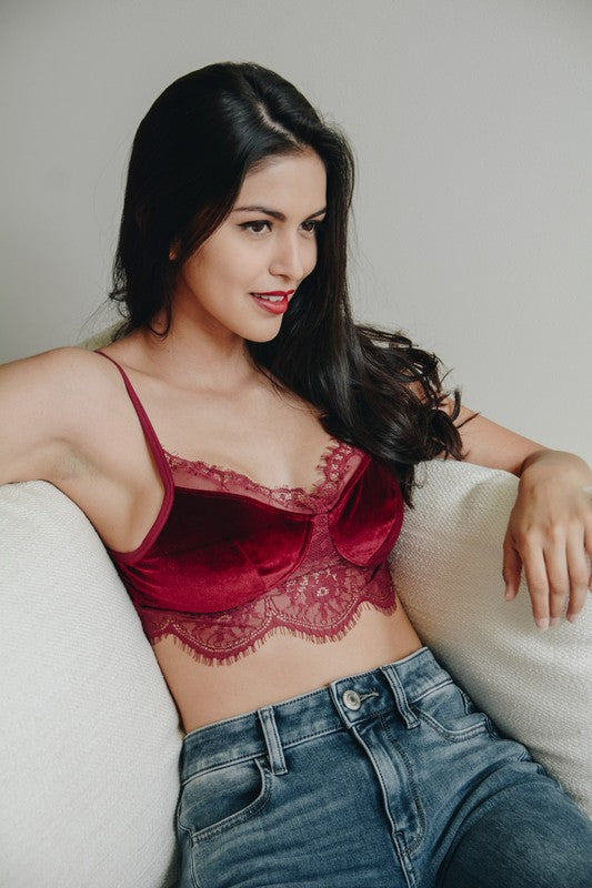 Gwendolyn Velvet & Lace Half Cami