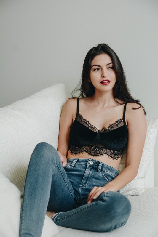 Gwendolyn Velvet & Lace Half Cami