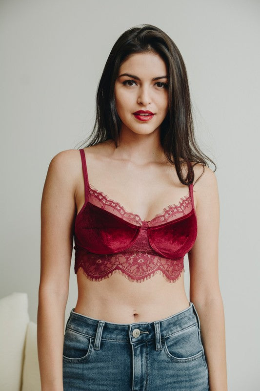 Gwendolyn Velvet & Lace Half Cami