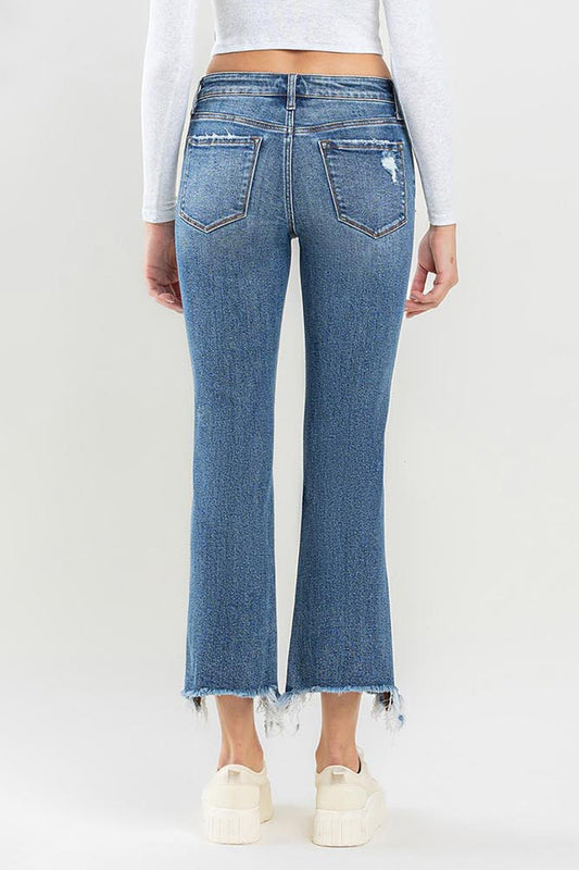 On Top Of It Mid-Rise Frayed Hem Jeans | Lovervet