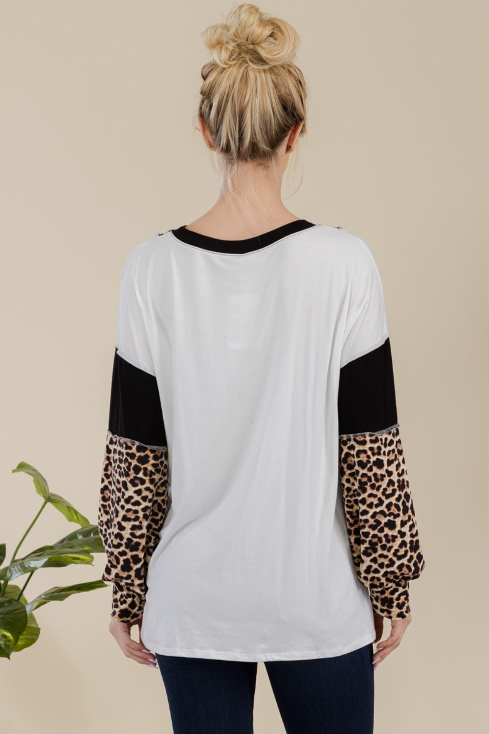 Livia Leopard Exposed Seam Top