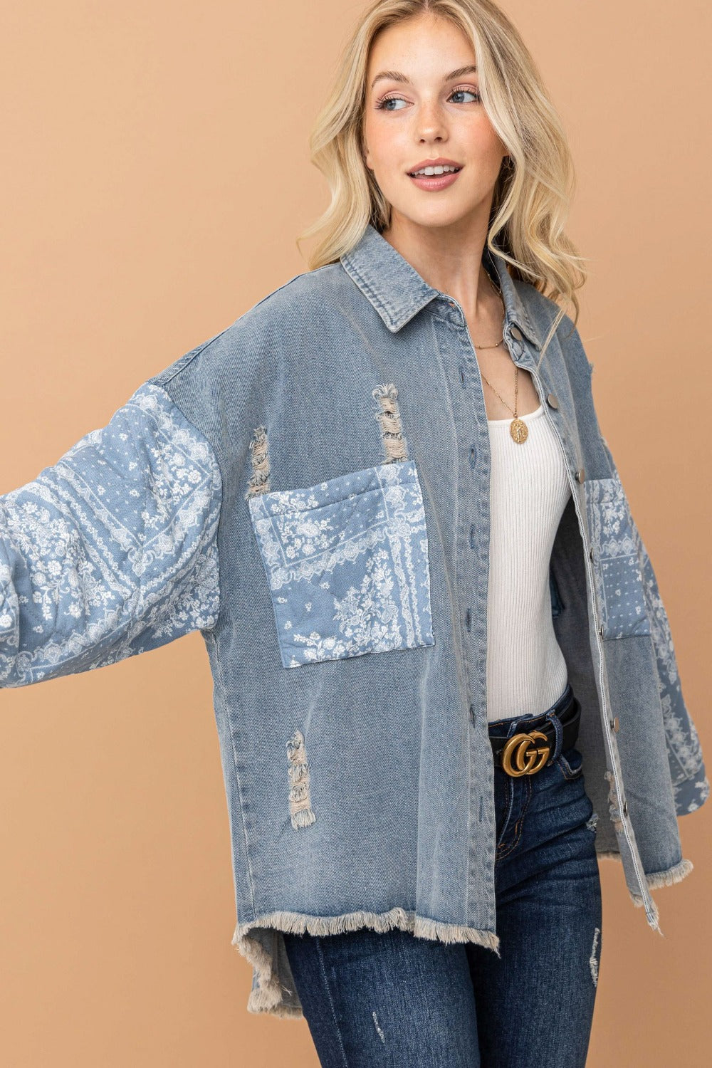 Paisley Quilted Denim Jacket