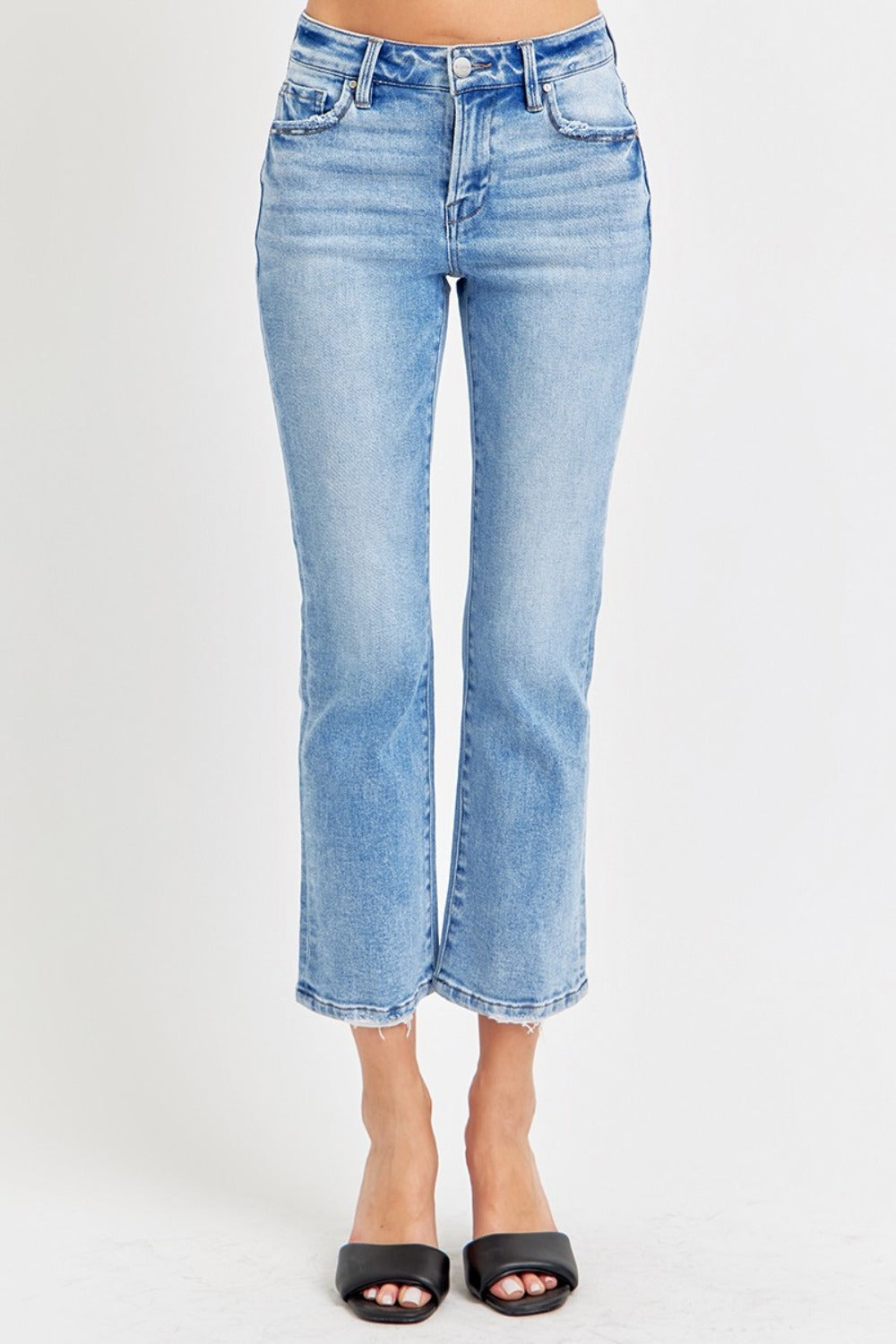 Gabriella Low-Rise Cropped Slim Straight Jeans | Risen