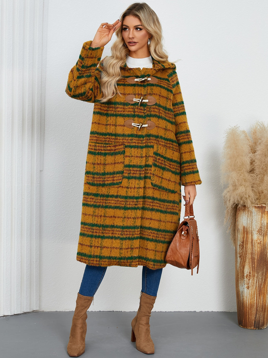 Ana Plaid Hooded Coat