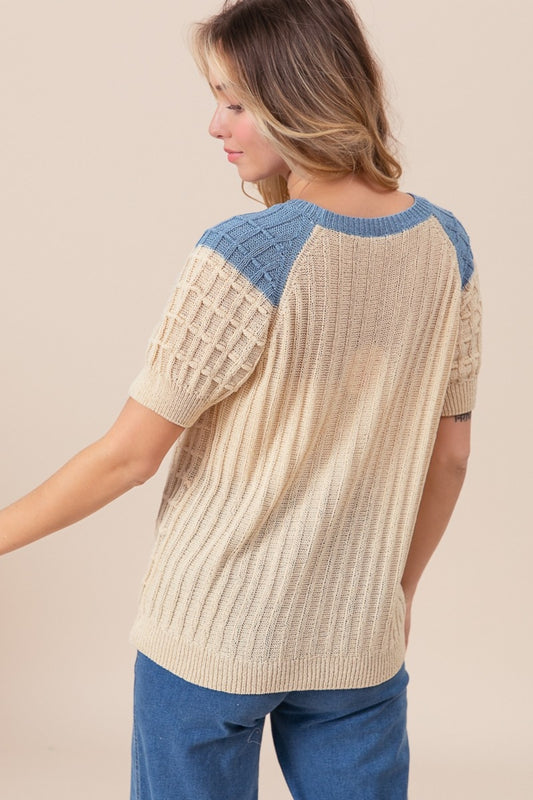 Melany Textured Contrast Sweater