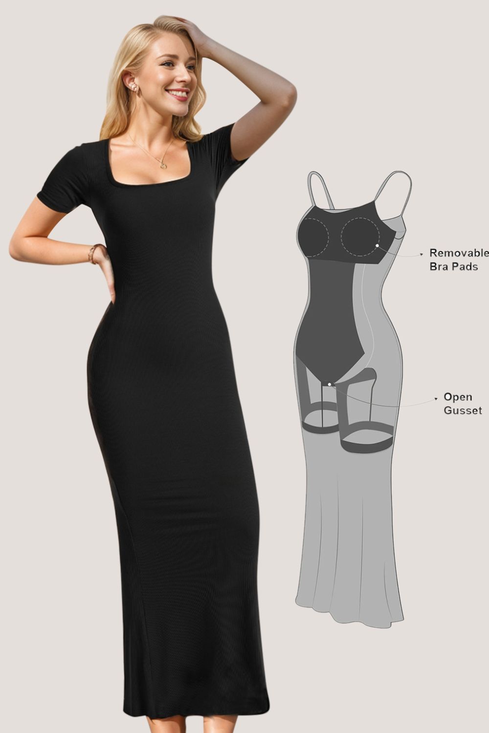 Neria Built-In Shapewear Maxi Dress