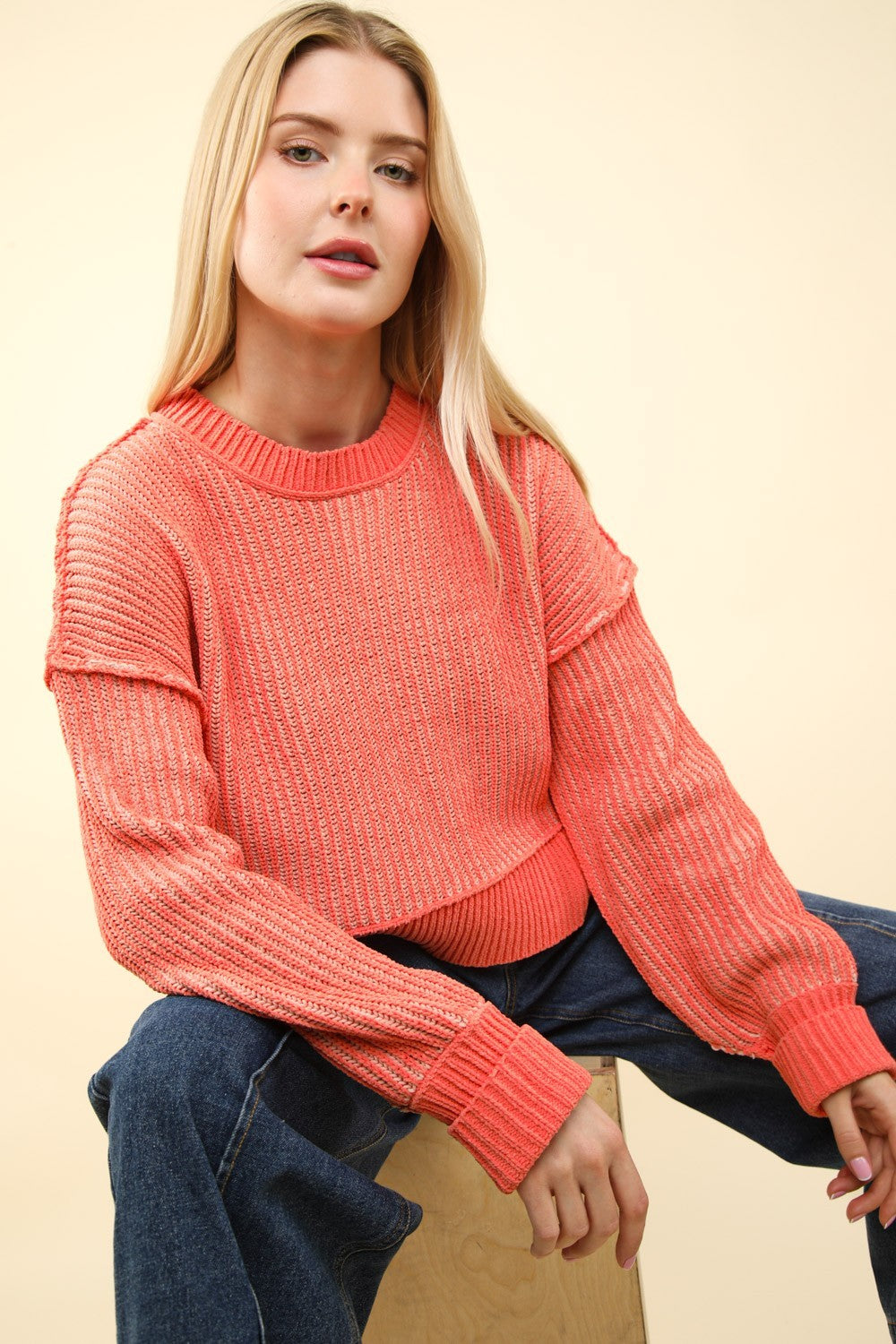 Sarahi Exposed Seam Cropped Sweater