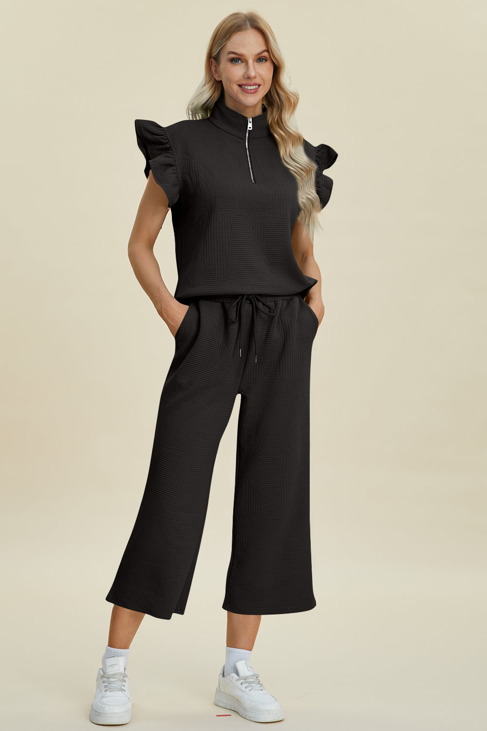 Azaria Ruffle Short Sleeve Top & Wide Leg Pants Set | Multiple Colors