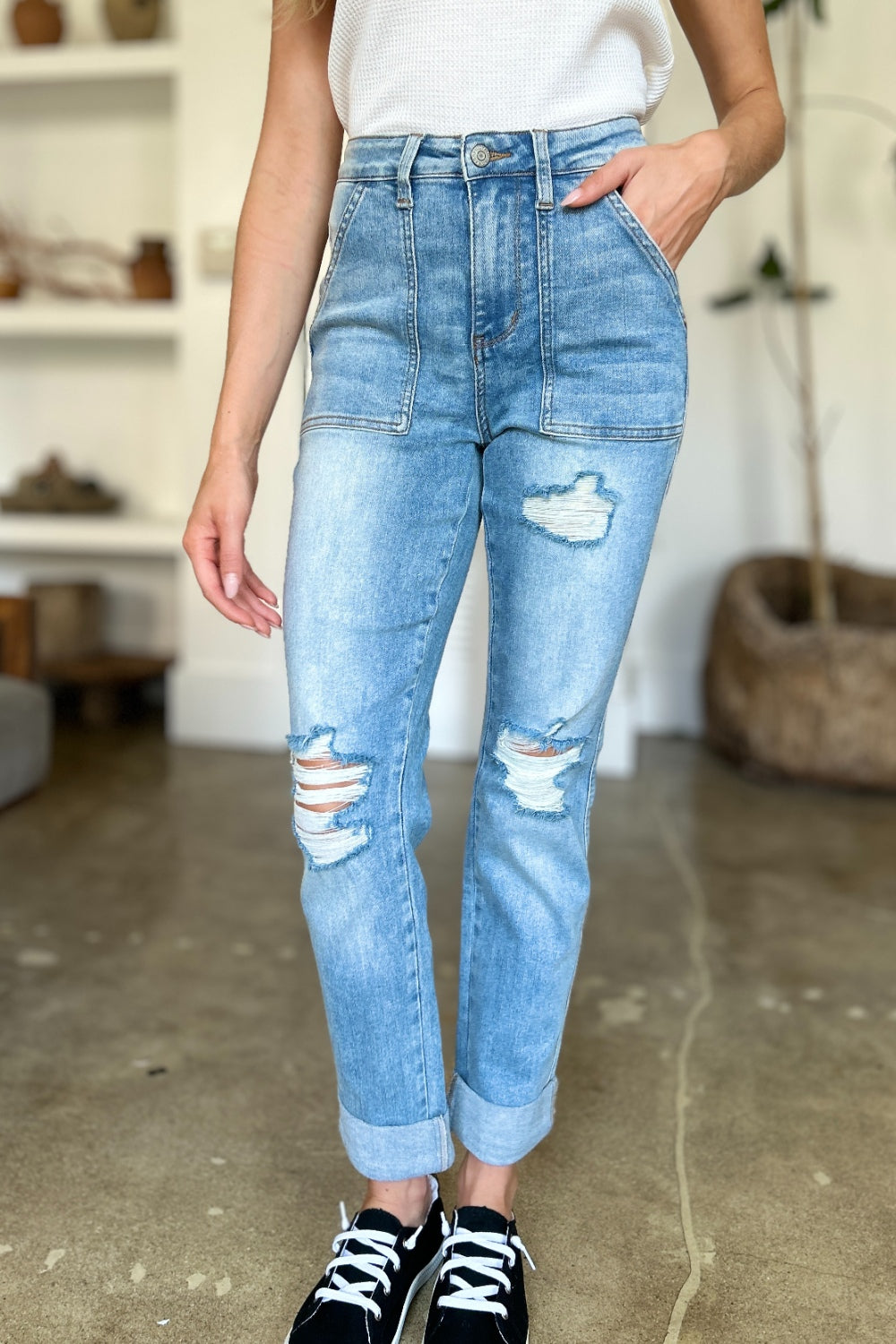 Denver Distressed Straight Jeans | Judy Blue