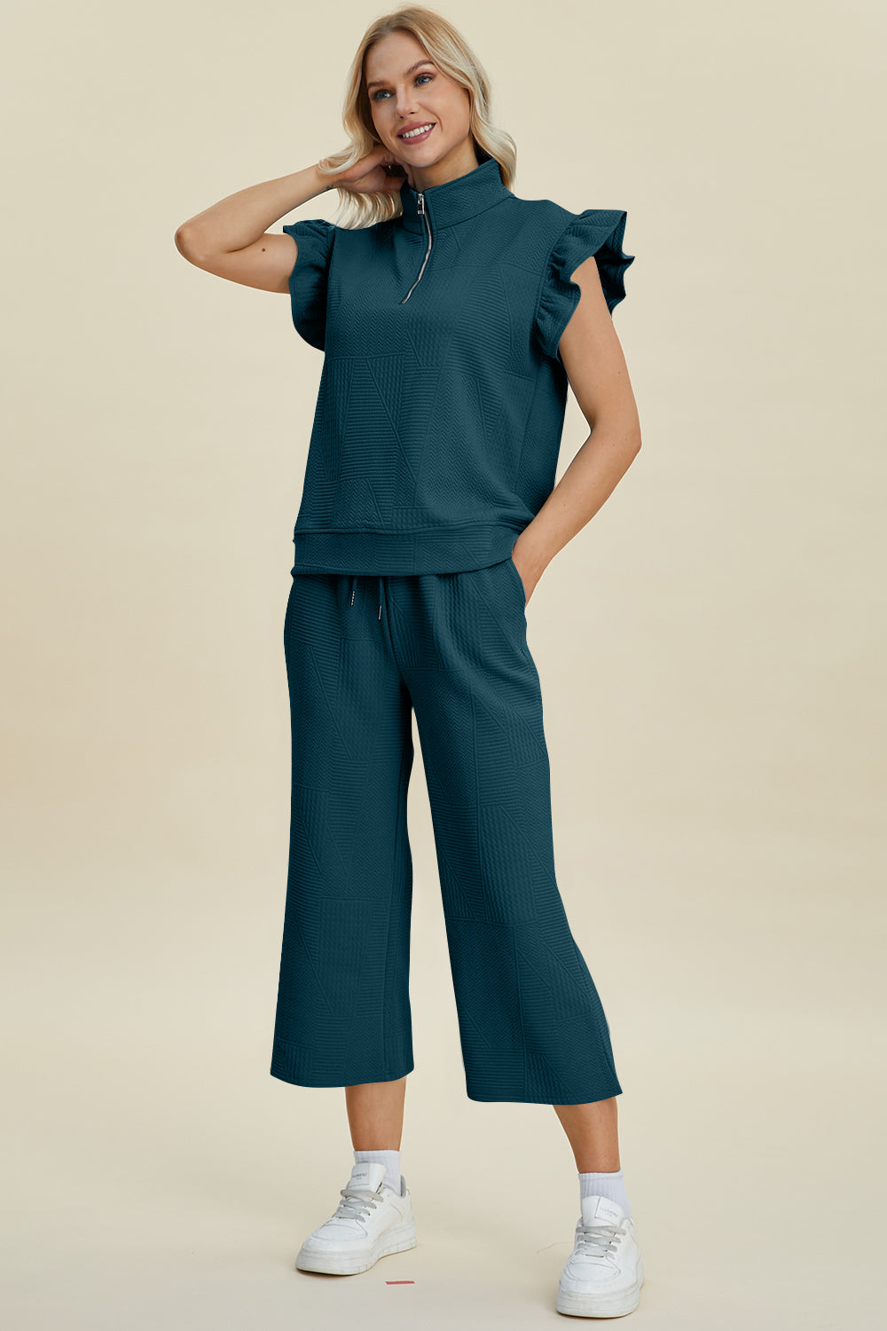 Azaria Ruffle Short Sleeve Top & Wide Leg Pants Set | Multiple Colors