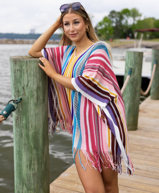 Mariana Striped Poncho | Multiple Colors