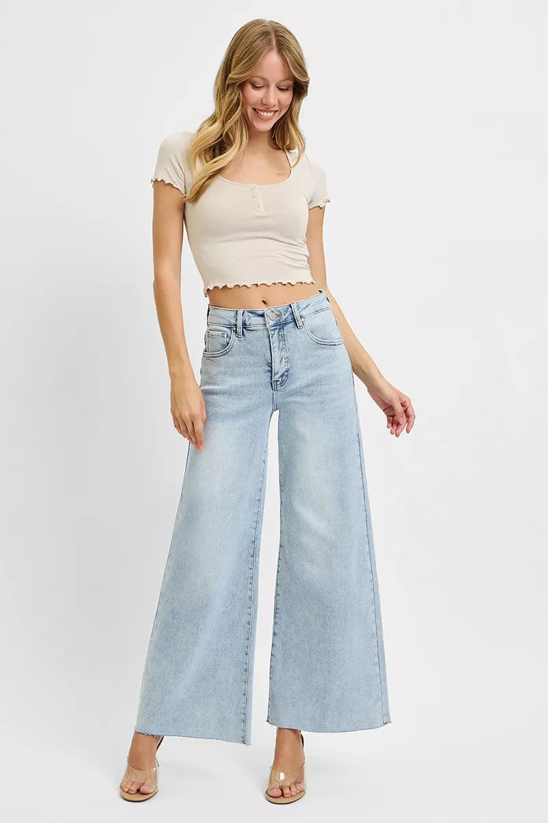 Melina High-Rise Ankle Palazzo Jeans | Risen