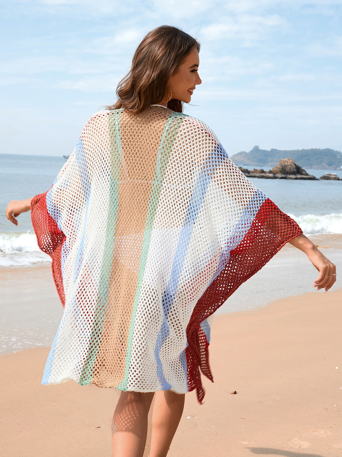 Openwork Color Block Plunge Cover-Up | Multiple Colors
