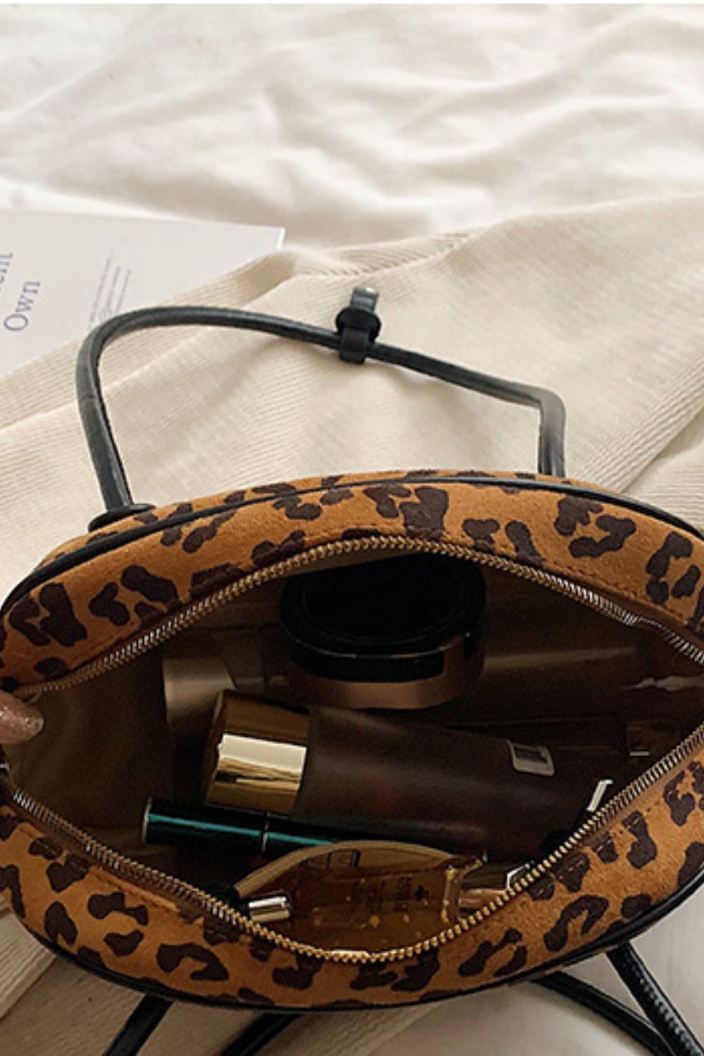 Leopard Suede Shoulder Bag