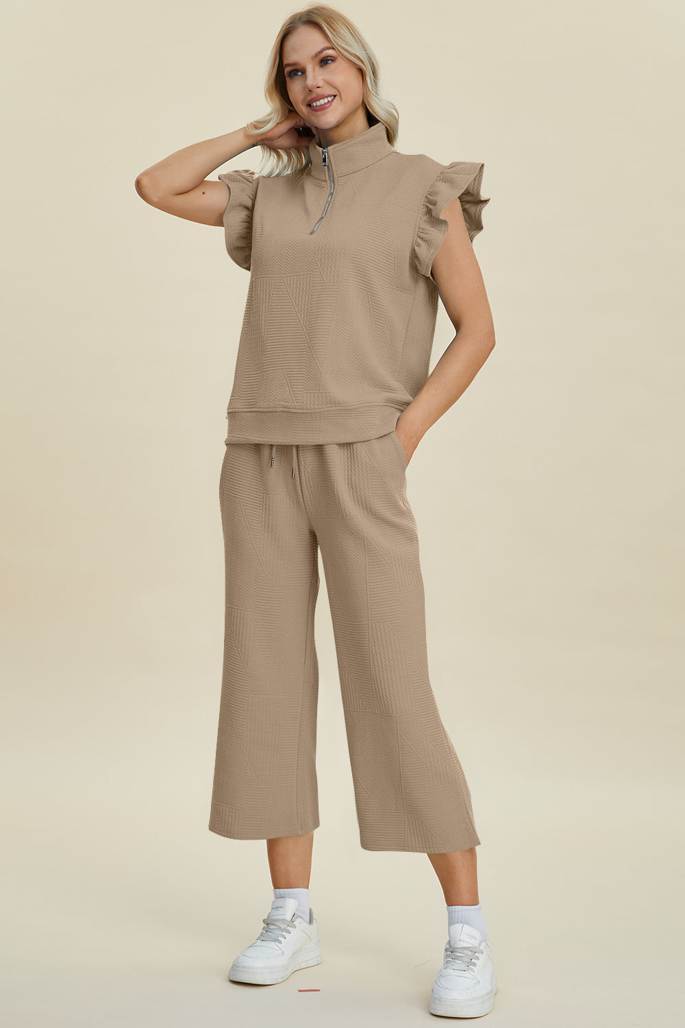 Azaria Ruffle Short Sleeve Top & Wide Leg Pants Set | Multiple Colors