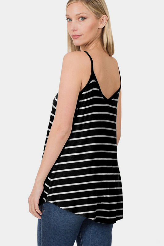 Striped Curved Hem Cami