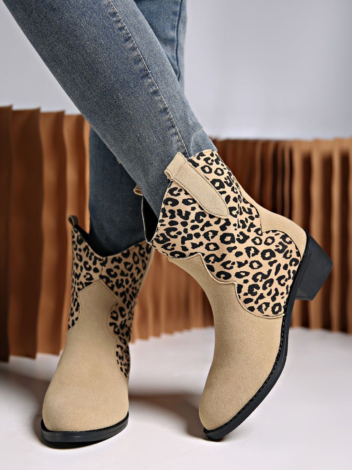 Zendaya Leopard Suede Boots