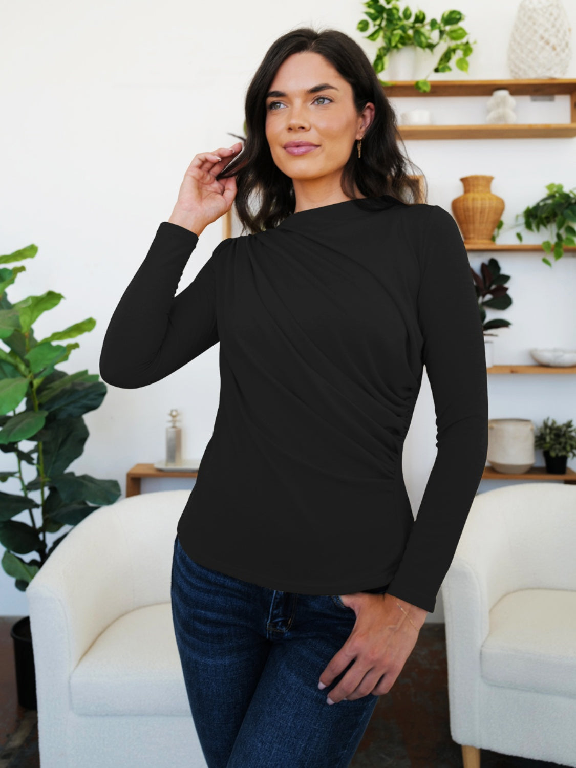 Promise Ruched Long Sleeve Top | Multiple Colors