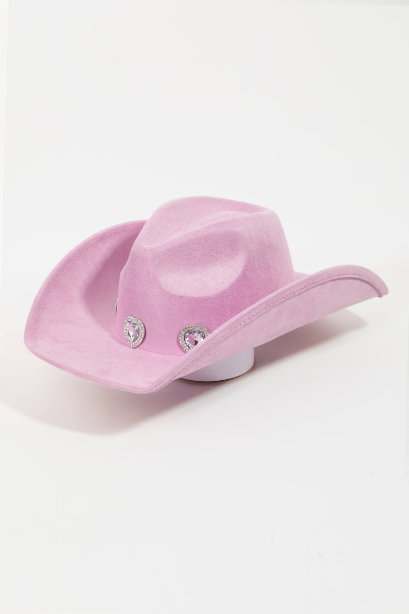 Rhinestone Pave Heart Cowboy Hat | Multiple Colors