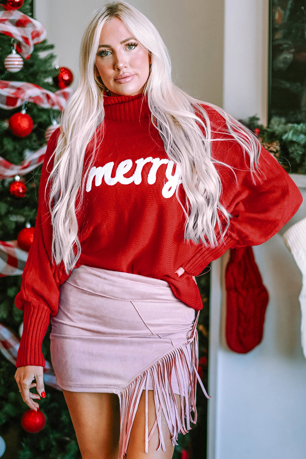 Merry Christmas Turtleneck Sweater | Multiple Colors