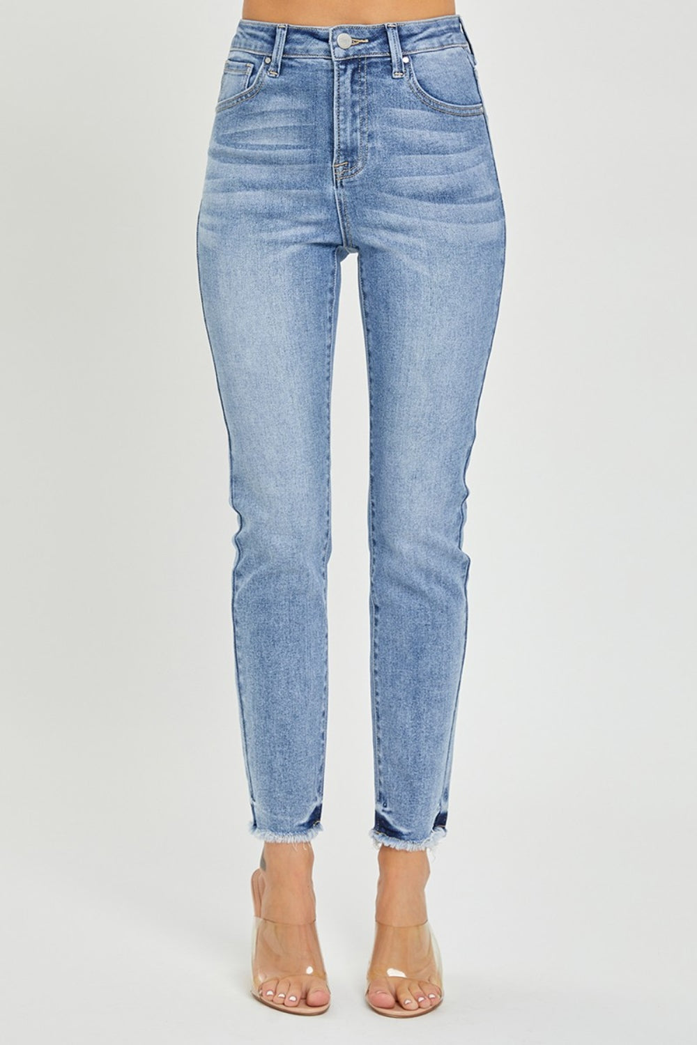 Margot High-Rise Frayed Hem Skinny Jeans | Risen