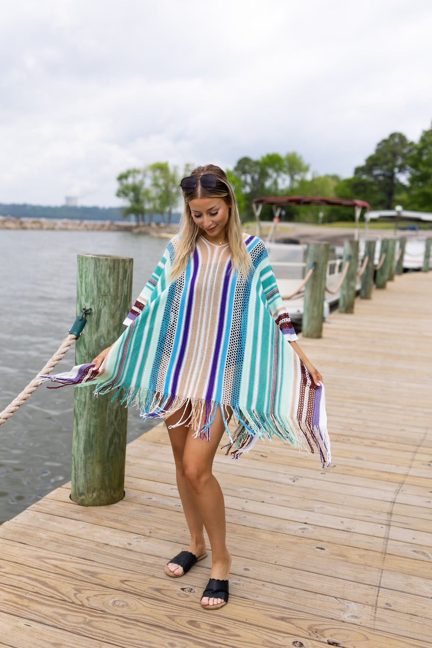 Mariana Striped Poncho | Multiple Colors