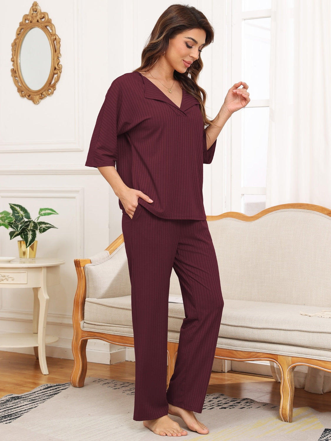 Brilea Ribbed Top & Pants Set | Multiple Colors