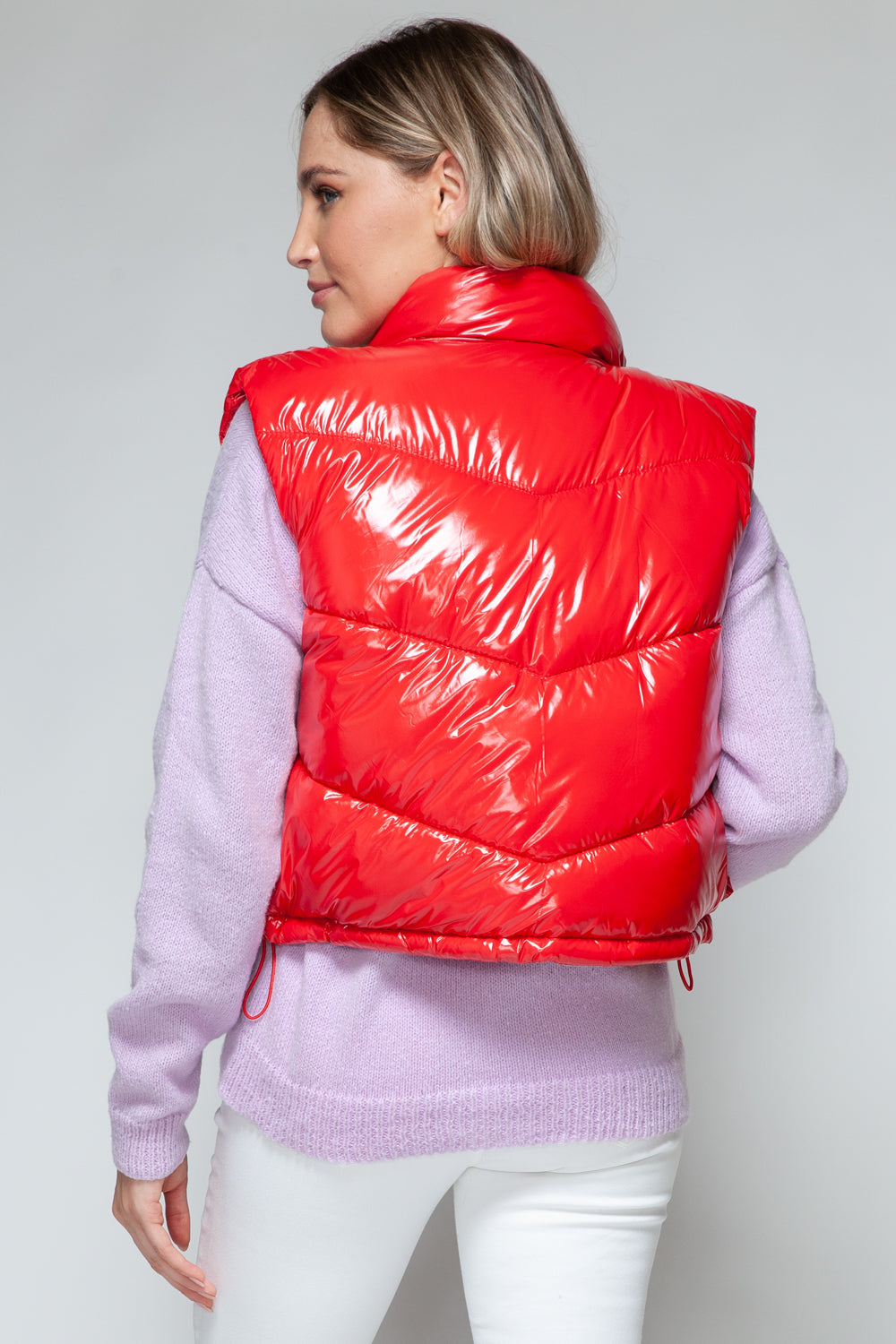 Snobbish Zip-Up Shiny Quilted Vest