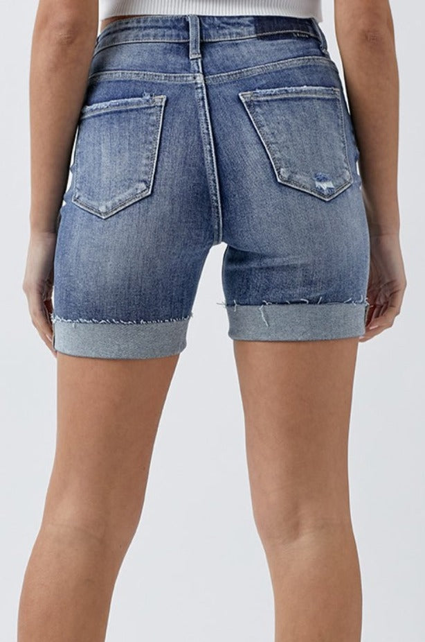 Alexis Distressed Rolled Denim Shorts | Risen