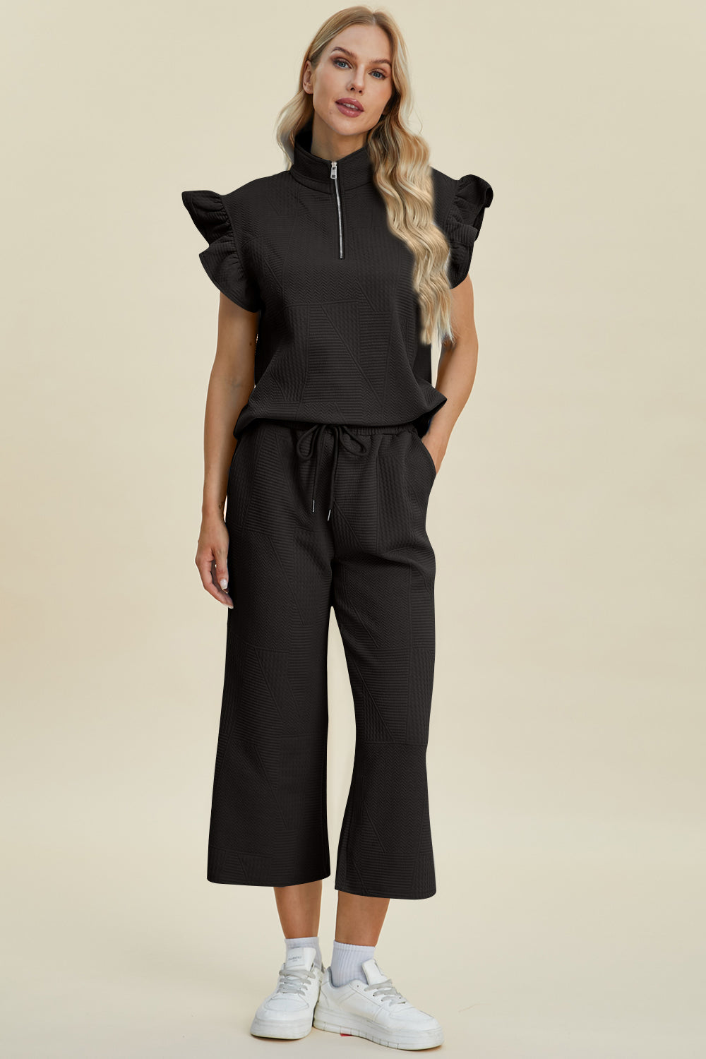 Azaria Ruffle Short Sleeve Top & Wide Leg Pants Set | Multiple Colors