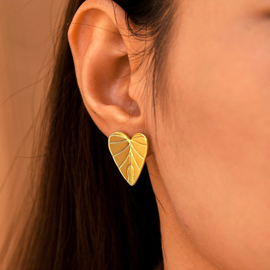 Heart Leaf Stud Earrings