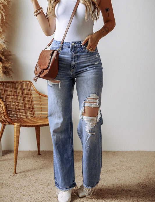 Esmeralda Distressed Straight Leg Jeans