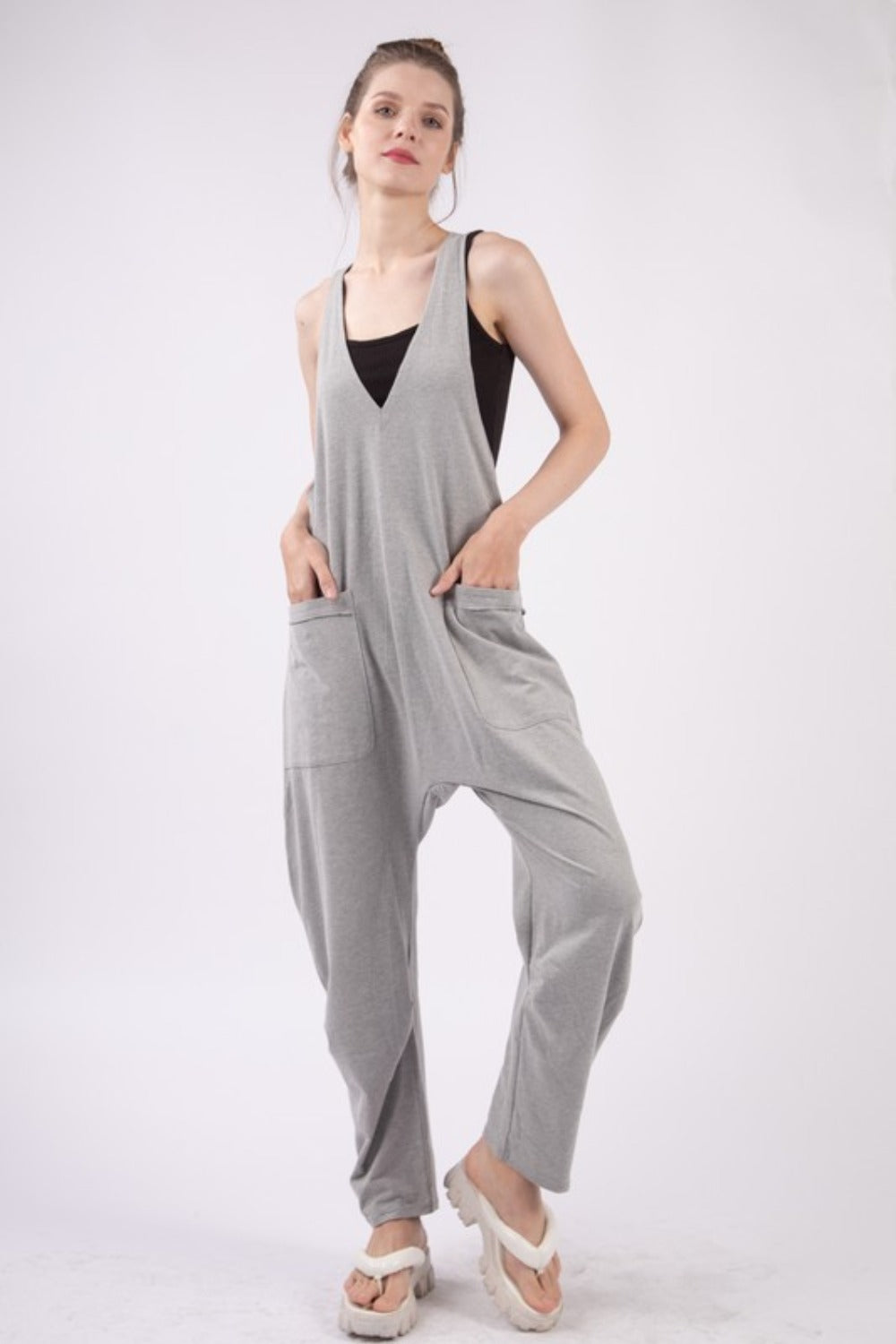 Jacqueline Plunge Sleeveless Jumpsuit