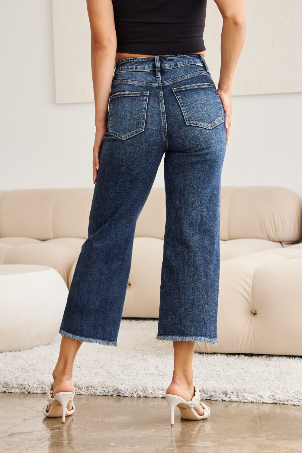 Elle Tummy Control High-Waist Raw Hem Jeans | RFM