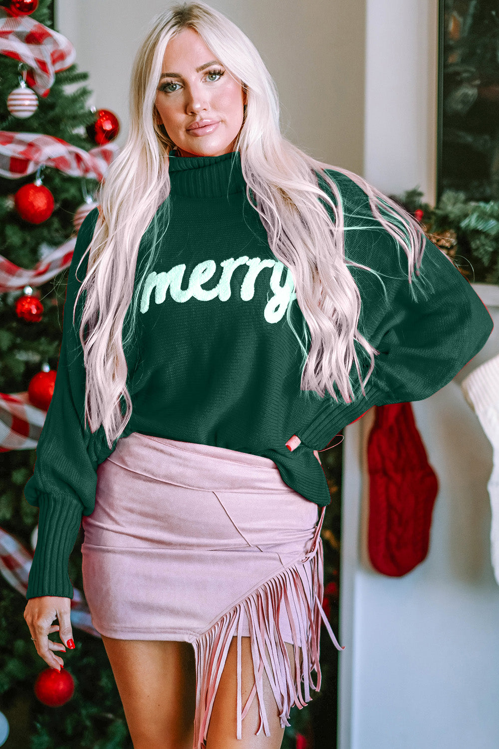 Merry Christmas Turtleneck Sweater | Multiple Colors