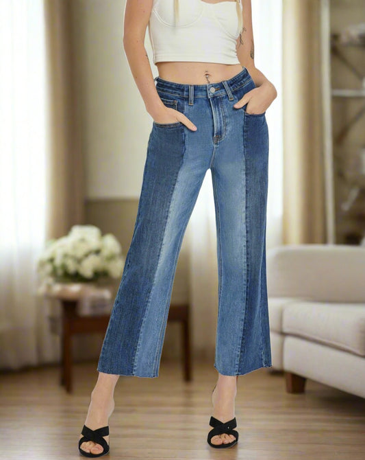 Aurelia Mid-Rise Waist Two-Tones Jeans | Risen