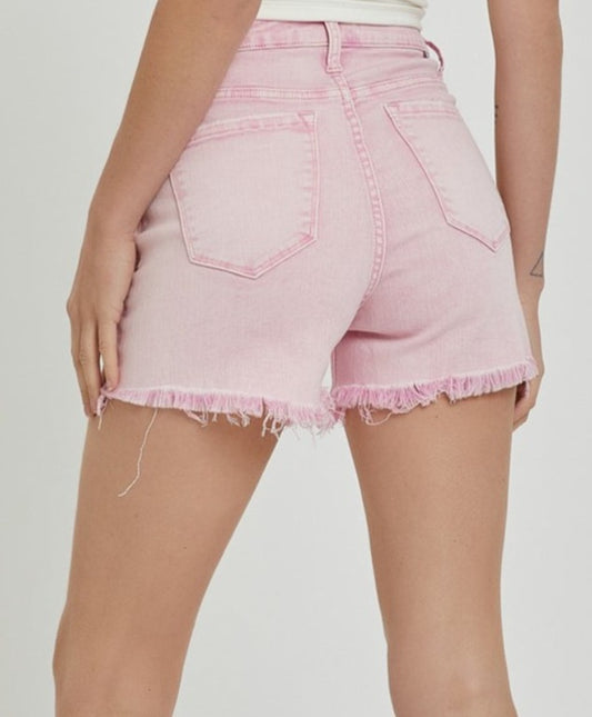 Vivianna High-Rise Distressed Denim Shorts | Risen