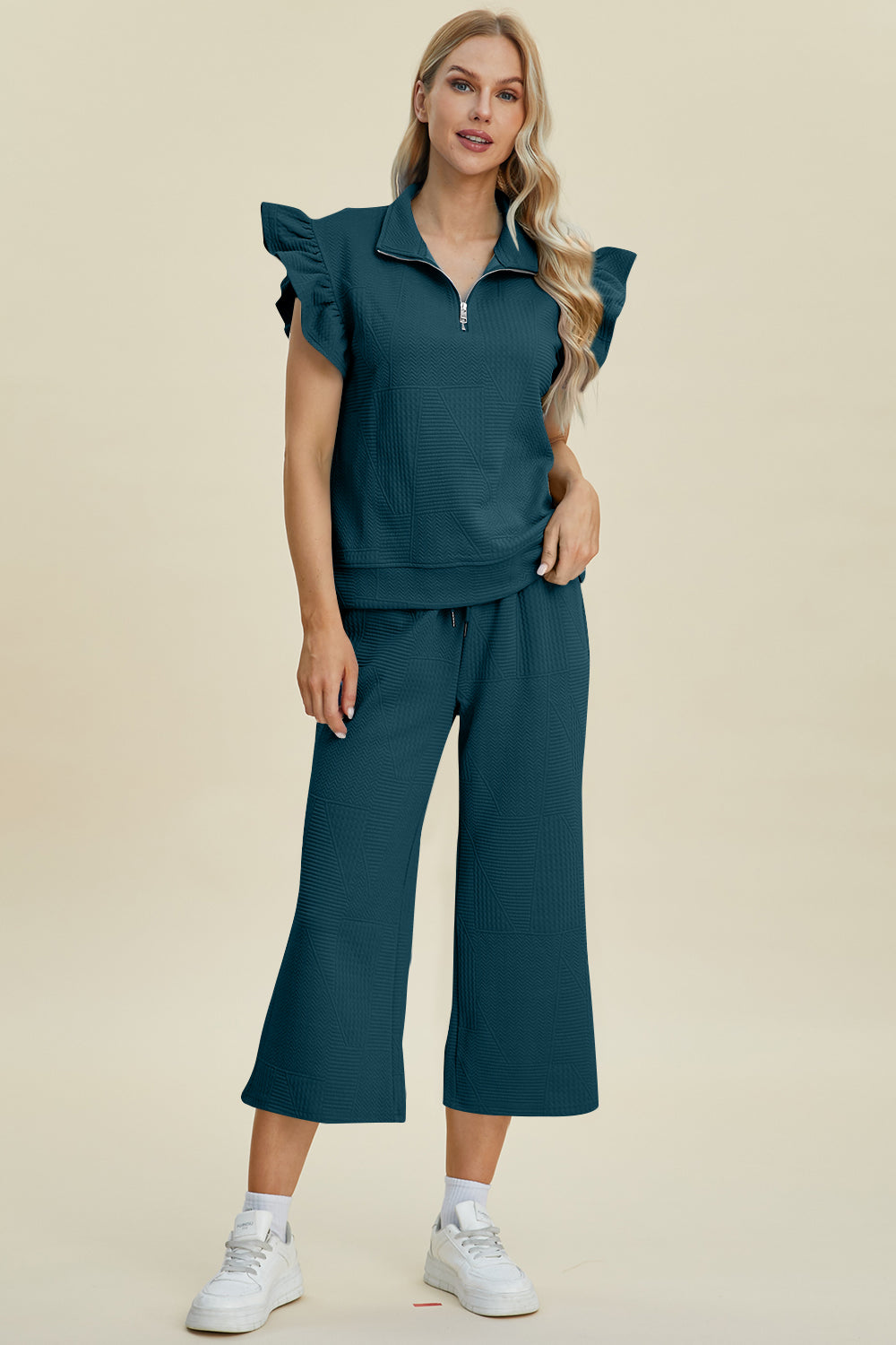 Azaria Ruffle Short Sleeve Top & Wide Leg Pants Set | Multiple Colors