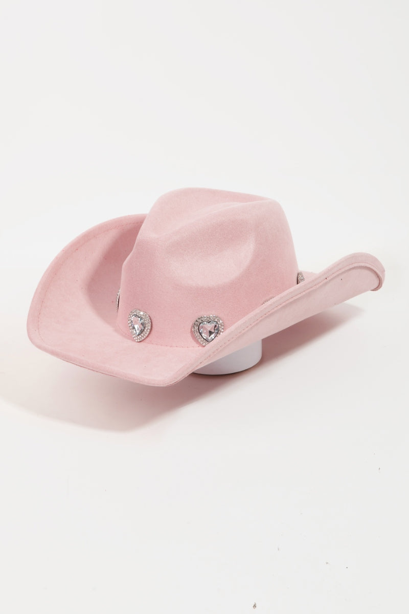 Rhinestone Pave Heart Cowboy Hat | Multiple Colors