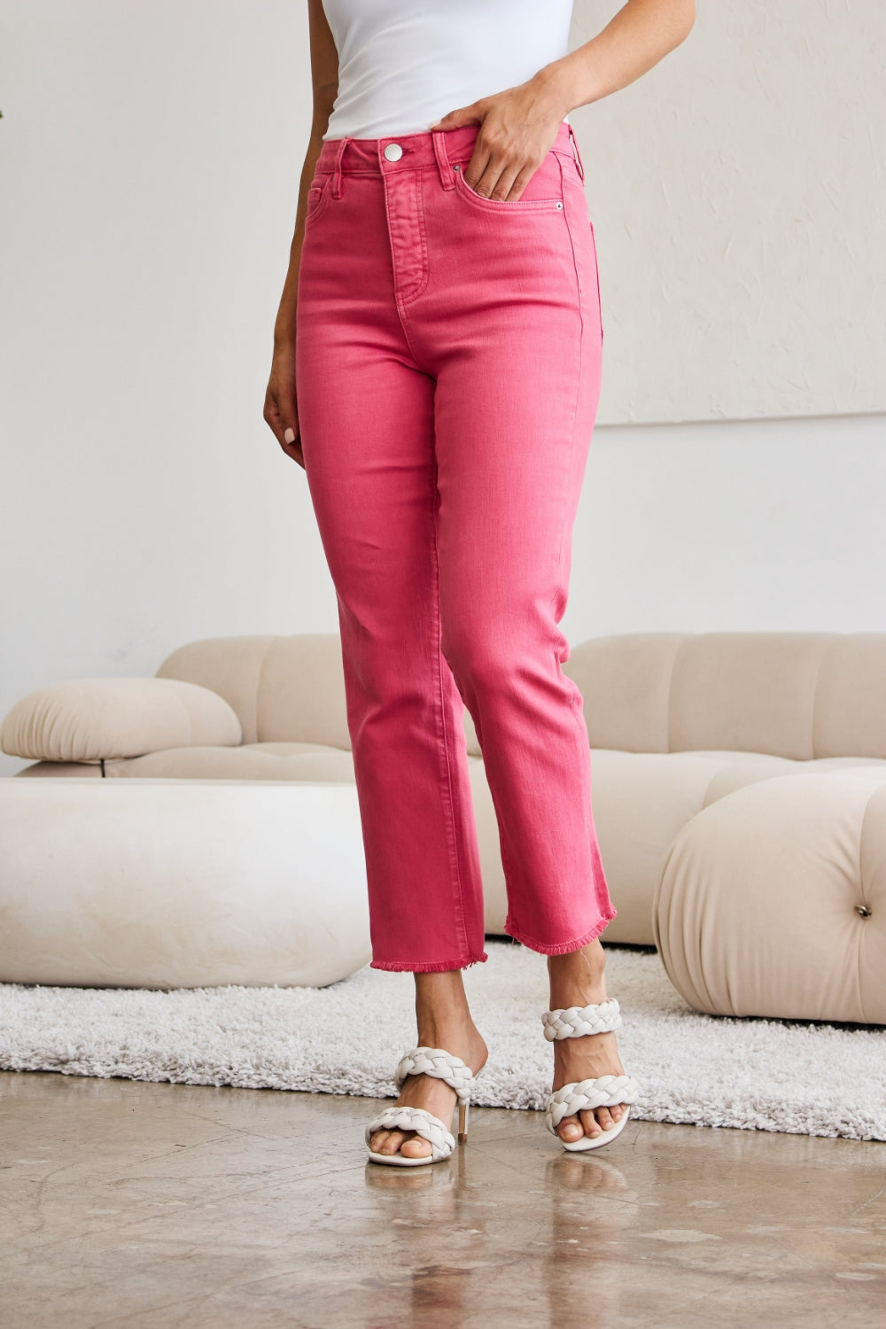 Marley Cropped Tummy Control High-Waist Jeans | Sunkissed